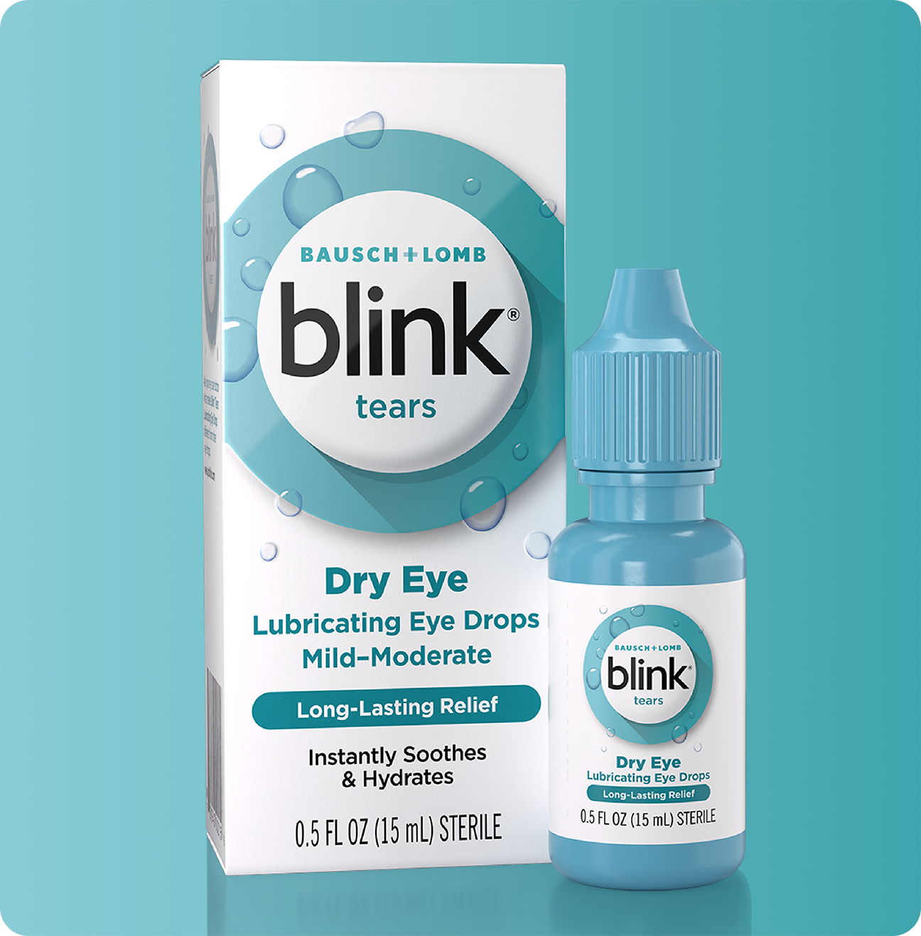 Blink Tears Lubricating Eye Drops bottle and carton
