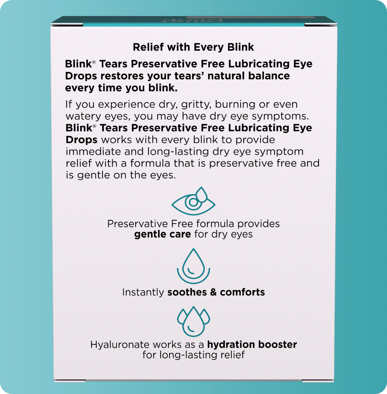 Blink Tears Preservative Free carton with product summary