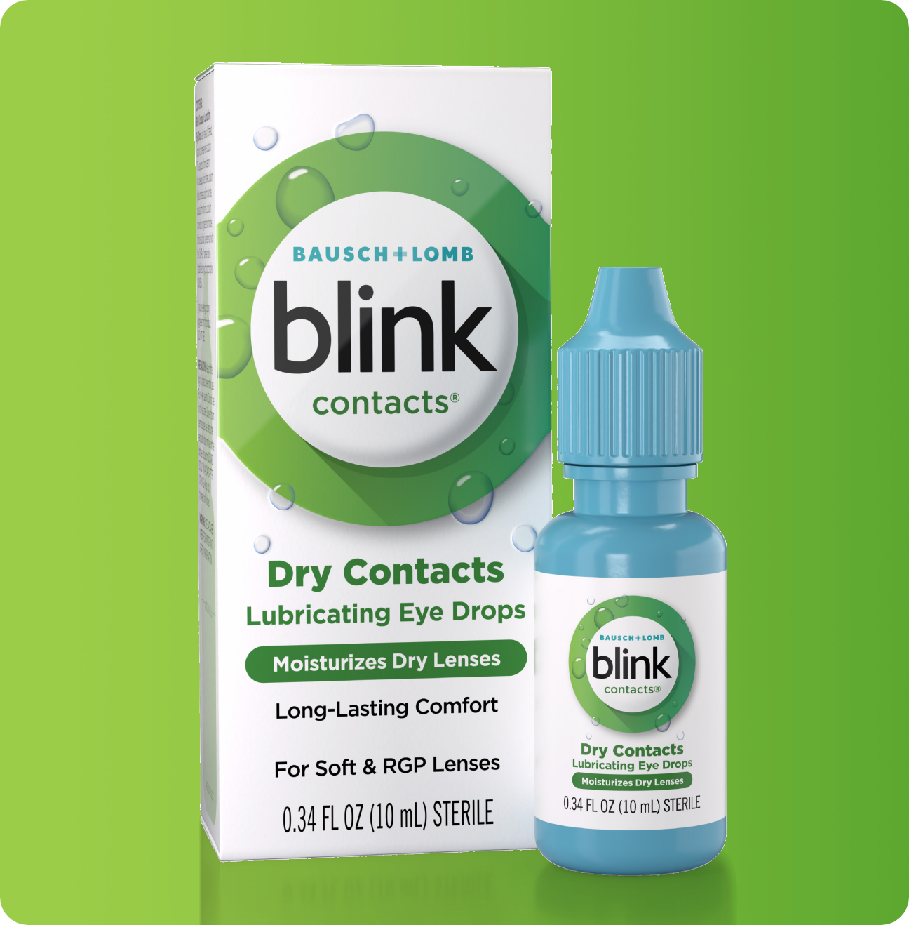 Blink Contacts Lubricating Eye Drops bottle and carton