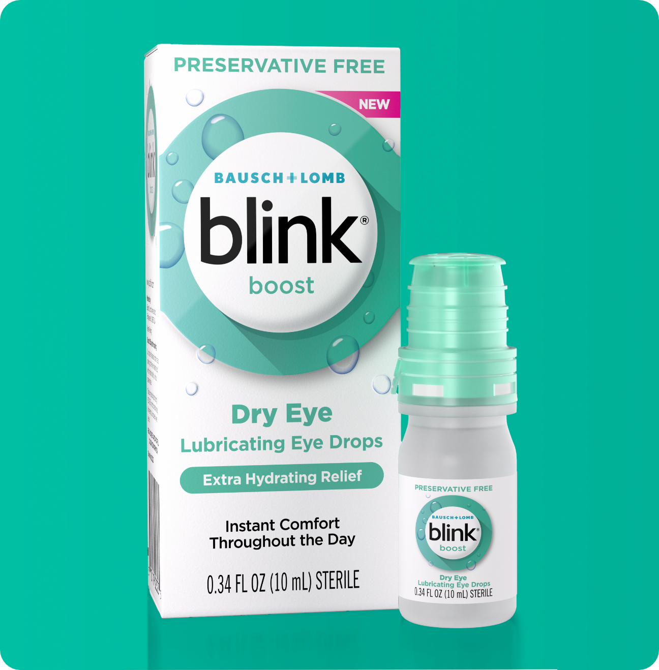 Blink Boost Lubricating Eye Drops carton and bottle