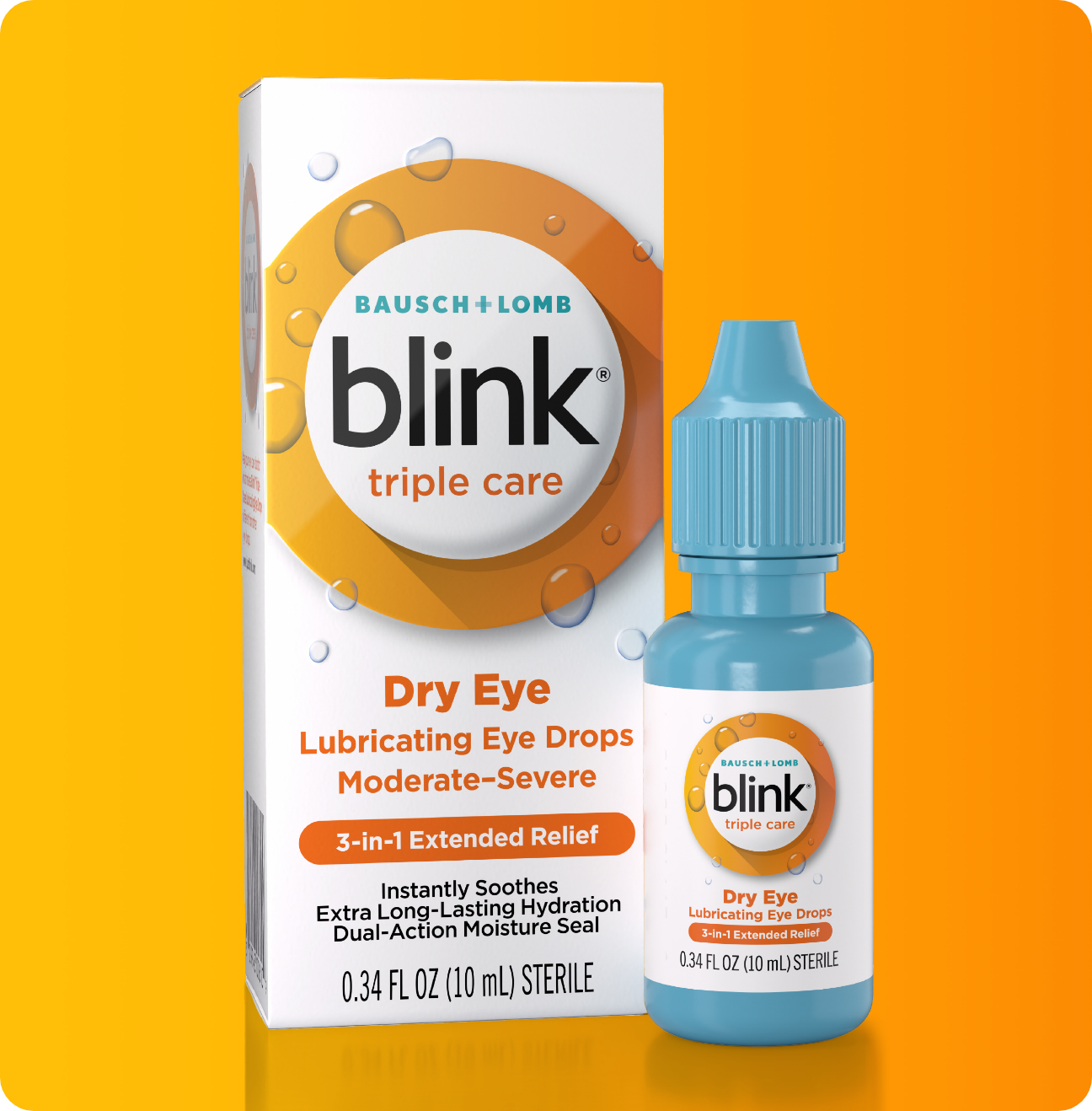Blink Triple Care Lubricating Eye Drops bottle and carton 